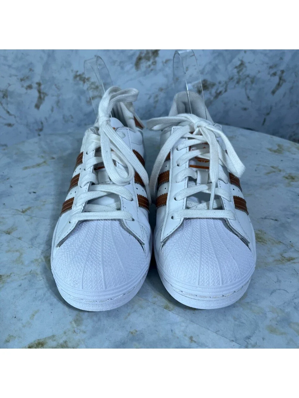 Adidas Superstar Women's Size 6.5 Shoes White Copper Casual Low Top Sneakers